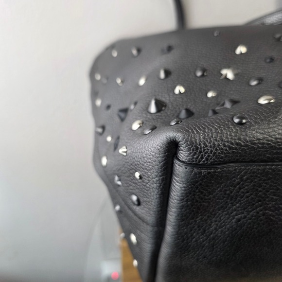 Coach Market Tote Star Rivet Leather Studded Shoulder Bag 59504 Graphite Gray - Picture 8 of 16